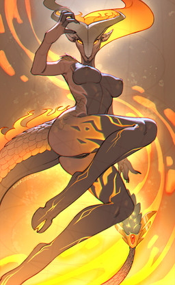 anthro areola biped breasts butt claws countershade_torso countershading female fingers front_view genitals hooves horn looking_at_viewer nipples nude nude_anthro nude_female scales solo tail vulva spefides mythology dragon mythological_creature mythological_scalie scalie 2026 digital_drawing_(artwork) digital_media_(artwork)