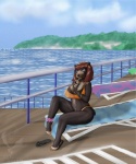 anthro bikini breasts chair clothed clothing cloud detailed_background female furniture island lounge_chair nipple_outline outside pose sea ship_deck skimpy sky solo swimwear tight_clothing two-piece_swimsuit water year necromuncher bear mammal sun_bear ursine 2013 hi_res watermark