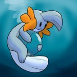 ambiguous_gender bubble floating hug hugging_object simple_background solo tail underwater water saphypaws_(artist) nintendo pokemon amphibian generation_3_pokemon mudkip pokemon_(species) hi_res signature