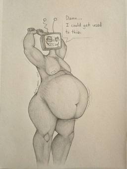 after_vore antenna_wire belly belly_overhang big_belly black_screen electronics for_a_head grin looking_down male navel not_furry nude obese obese_humanoid overweight overweight_humanoid post_vore_weight_gain screen screen_face sharp_teeth smile solo speech_bubble standing stretching teeth television text thick_thighs three-quarter_view vore waking_up weight_gain conditional_dnp electricpants138456 hazbin_hotel hellaverse vox_(hazbin_hotel) demon demon_humanoid humanoid object_head screen_head tv_head 2024 dated graphite_(artwork) greyscale hi_res monochrome traditional_media_(artwork)