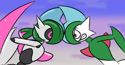 duo machine guyfuy nintendo pokemon sega sonic_the_hedgehog_(ova) sonic_the_hedgehog_(series) future_pokemon gallade generation_4_pokemon generation_9_pokemon humanoid iron_valiant mammal paradox_pokemon pokemon_(species) robot robot_humanoid tagme