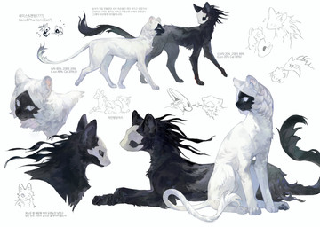 alternate_species ambiguous_gender black_body black_face black_fur blue_eyes bone bone_mask duo feral fluffy fur grey_eyes happy long_tail lying mask on_front open_mouth quadruped simple_background sitting skull skull_mask tail text walking white_background white_body white_fur eymott hollow_knight:_silksong hollow_knight_(franchise) team_cherry lace_(hollow_knight:_silksong) phantom_(hollow_knight:_silksong) domestic_cat felid feline felis lion mammal pantherine absurd_res digital_media_(artwork) digital_painting_(artwork) english_text hi_res korean_description korean_text model_sheet painting_(artwork) sketch