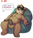 anthro balls belly blonde_hair brown_body brown_fur buckteeth erection foreskin fur genitals hair humanoid_genitalia humanoid_penis male nipples nude penis sitting slightly_chubby solo teeth sharkall animal_crossing nintendo c.j._(animal_crossing) beaver mammal rodent absurd_res hi_res