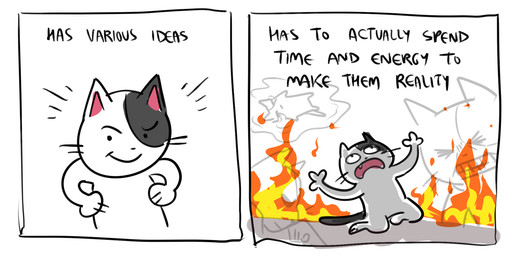 2_panel_comic ambiguous_gender anthro black_eyes black_nose bodily_fluids clenched_teeth closed_smile confident crying dot_eyes eyebrows eyes_closed fire looking_up lying mouth_closed on_back on_ground open_mouth paws raised_eyebrow simple_eyes smile solo tail tears teeth text whiskers white_body white_sclera flavia-elric domestic_cat felid feline felis mammal 2023 2:1 comic digital_media_(artwork) english_text hi_res