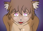 anthro brown_body female looking_at_viewer looking_up love mind_control smile smiling_at_viewer solo silverbunny yandere_trance canid canine mammal