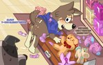 anthro bent_over bodily_fluids bottomless butt clothed clothing cum cum_in_ass cum_inside genital_fluids male male/male plushie inubashiri bluey_(series) alfie_(bluey) canid canine canis dingo mammal