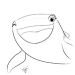 duo eyelashes female feral fin heart_symbol large_female looking_at_viewer male male/female one_eye_closed open_mouth size_difference smaller_male wink winking_at_viewer gum-k disney finding_dory finding_nemo pixar destiny_(finding_dory) carpet_shark fish marine shark whale_shark sketch