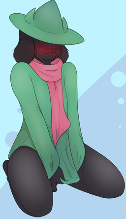 anthro black_body black_fur blush bottomless bulge clothed clothing covering covering_crotch covering_self cum_stain embarrassed fur male solo suggestive acidthead_(artist) deltarune undertale_(series) ralsei bovid caprine darkner goat mammal 2018 absurd_res hi_res
