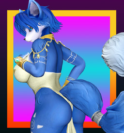 anthro breasts female looking_at_viewer pose solo thick_thighs tribal sfmex_studios warfaremachine_(modeler) nintendo star_fox krystal_(star_fox) warfare_krystal canid canine mammal 3d_(artwork) digital_media_(artwork) hi_res pinup source_filmmaker_(artwork)