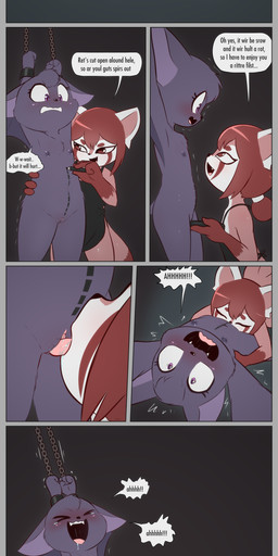 accent all_fours animal_butchery_diagram anthro apron apron_only aroused back_groove barefoot butt clothing collar cunnilingus duo feet female female/female flat_chested genitals imminent_death leash navel nipples nude oral sex shaking submissive submissive_female text trembling vaginal vulva e254e lin_(e254e) ailurid bat mammal red_panda absurd_res english_text hi_res long_image tall_image