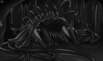 anthro black_goo drone grimdark grotesque holes_in_body horror_(theme) latex male solo syringe wire hacony levi_(setting) avian bird corvid corvus_(genus) crow goo_creature oscine passerine monochrome