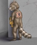 after_shower angry anthro brown_body brown_fur butt clothing cybernetics feet fur holding_clothing holding_object looking_at_viewer looking_back machine male nude rear_view solo standing tail toes wet blackdragon-sama guardians_of_the_galaxy marvel rocket_raccoon mammal procyonid raccoon digital_media_(artwork) hi_res