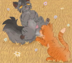 animal_genitalia animal_penis anus ball_lick balls bodily_fluids breath cloud drooling duo feline_genitalia feline_penis feral friends_with_benefits genitals licking male male/male musk oral panting penis saliva sex sheath tongue toony breezepawlt warriors_(book_series) firestar_(warriors) graystripe_(warriors) domestic_cat felid feline felis mammal hi_res