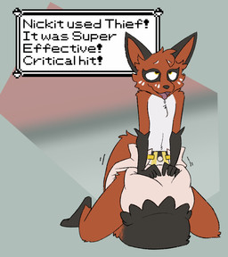 ambiguous_gender anthro anthrofied black_body black_claws black_ears black_fur black_nose black_tail_tip bodily_fluids claws clean_diaper clothed clothing critical_hit diaper diaper_only diaper_squish dipstick_tail drooling facial_markings finger_claws front_view fur gloves_(marking) gradient_background grey_background hand_on_diaper head_markings kneeling leg_markings looking_pleasured looking_up markings multicolored_body multicolored_fur open_mouth open_smile orange_body orange_fur orange_inner_ear orange_tail orgasm pokemon_move saliva simple_background smile socks_(marking) solo tail tail_between_legs tail_markings text text_box tongue tongue_out topless touching_diaper two_tone_tail wearing_diaper white_body white_fur white_markings vanillayote nintendo pokemon generation_8_pokemon nickit pokemon_(species) 2024 english_text full-length_portrait hi_res portrait