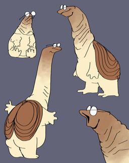 ambiguous_gender anthro eyewear glasses long_neck nude open_mouth round_glasses shell short_arms short_legs slightly_chubby solo standing tan_body dimetrodone bivalve clam geoduck marine mollusk digital_media_(artwork) full-length_portrait hi_res portrait