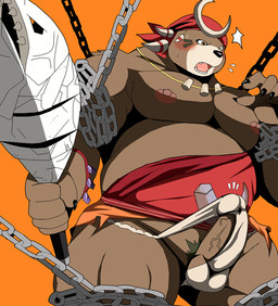anthro asian_clothing balls belly blush bound brown_body brown_fur chain chained clothing east_asian_clothing fundoshi fur genitals humanoid_hands japanese_clothing male moobs nipples overweight overweight_anthro overweight_male penis solo underwear bearlovestiger13 sdorica dagger_(sdorica_sunset) bear mammal 2018 hi_res