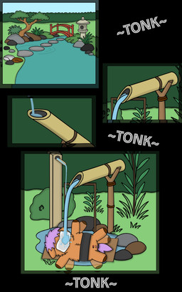 abuse animal_abuse balls bound buttplug feral fur genitals hair japanese_garden lying male on_back onomatopoeia orange_body orange_fur penis plug_(sex_toy) purple_hair purple_tail sex_toy shishi-odoshi solo sound_effects struggling tail text toony torture towel water water_torture waterboarding young young_feral young_male roadkill_(fc) fluffy_pony fluffy_pony_(species) mammal 2025 5:8 absurd_res comic digital_drawing_(artwork) digital_media_(artwork) english_text hi_res