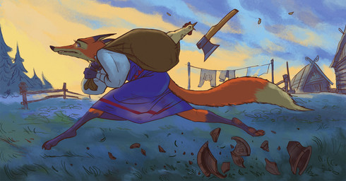 action_pose anthro axe barefoot biped black_eyebrows black_nose blue_clothing blue_dress broken_pottery brown_pawpads building cabin claws clenched_teeth clothed clothed_anthro clothed_female clothes_line clothing cloud countershade_face countershade_fur countershading digitigrade dipstick_ears dipstick_tail dress ear_markings ears_back ears_down ears_flat eyebrows eyelashes feet female female_anthro fence fencepost feral field field_background finger_claws fingers fleeing fully_clothed fully_clothed_anthro fully_clothed_female fur grey_clothing grey_dress heel_pad hindpaw holding_object holding_sack iris leg_markings light long_tail markings multicolored_body multicolored_clothing multicolored_dress multicolored_ears multicolored_fur orange_body orange_ears orange_fur orange_tail outside panicked_look panicking pawpads paws pivoted_ears plant pointy_ears pose prick_ears pupils purple_body purple_claws purple_ear_tips purple_feet purple_fur purple_hands purple_markings running sack sharp_teeth sky slim slim_anthro slim_female snout socks_(marking) solo stealing straight_legs sunlight survival tail tail_markings tan_body tan_countershading tan_fur tan_markings tan_tail_tip teeth thief thrown_axe toe_claws toes tree tree_line village wood wood_fence yellow_eyes sir_paulus lisabeth_(lord_paulus) avian bird canid canine chicken fox galliform mammal phasianid english_description full-length_portrait hi_res portrait shaded