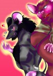 anthro black_body blush bodily_fluids brown_body d6 dice duo heart_symbol humanoid_hands male male/male pink_nose scar sweat tongue tongue_out pixiv_id_1806579 air_bound gamba_no_bouken_(series) ace_(air_bound) rusty_(air_bound) mammal mouse murid murine rodent 2016