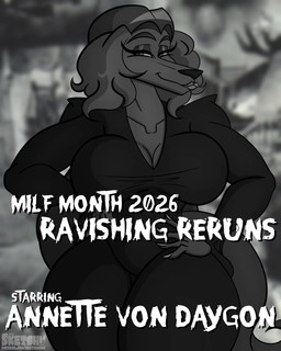 anthro breasts cleavage clothed clothing dress female grey_lipstick hands_on_hips looking_at_viewer makeup mature_female smile solo text sketchybug dog_knight_rpg the_addams_family annette_von_daygon_(ceehaz) morticia_addams borzoi canid canine canis domestic_dog hunting_dog mammal sighthound 2026 4:5 character_name english_text hi_res