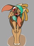 anthro breasts clothing female head_tilt one-piece_swimsuit solo swimwear duragan mrneo third-party_edit them's_fightin'_herds shanty_(tfh) bovid caprine goat mammal hi_res