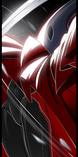 anthro black_body black_border black_eyes border cloak cloak_only clothing empty_eyes featureless_crotch female front_view looking_at_viewer navel red_cloak red_clothing solo thick_thighs white_body wide_hips sphenodaile hollow_knight_(franchise) team_cherry hornet_(hollow_knight) arthropod insect 2025 absurd_res hi_res