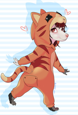 anthro clothed clothing cybernetic_arm cybernetic_leg cybernetic_limb cybernetics female fur hair looking_at_viewer machine onesie prosthetic prosthetic_arm prosthetic_leg prosthetic_limb simple_background smile solo tail young young_anthro young_female synnfultiger mammal murid murine rat rodent absurd_res digital_media_(artwork) hi_res