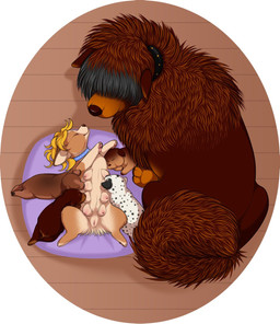8_breasts 8_nipples big_teats bird's-eye_view black_collar black_hair black_spots blonde_hair blue_collar breast_play breast_suck breastfeeding breasts brown_body brown_fur brown_nose button_ears carpet claws collar collar_only countershading covered_eyes cushion digitigrade eyes_closed family female feral feral_on_feral feral_with_hair floor floppy_ears fluffy fluffy_tail fur genitals group hair hair_over_eyes happy hidden_eyes high-angle_view larger_male long_hair lying male male/female mane markings multi_breast multi_nipple multicolored_body multicolored_fur nipple_fetish nipple_play nipple_suck nipples nude obscured_eyes on_back on_ground orange_body orange_fur pawpads paws pillow pink_nipples quadruped shadow short_tail sitting size_difference sleeping smaller_female smile snout spots spotted_body spotted_fur spread_legs spreading sucking suckling tail tan_body tan_fur teats toe_claws tuft two_tone_body two_tone_fur vulva white_body white_fur wood wood_floor young young_feral flittermilk canid canine canis domestic_dog herding_dog hybrid livestock_guardian_dog mammal mixed_breed molosser mountain_dog pastoral_dog tibetan_mountain_dog welsh_corgi full-length_portrait hi_res portrait