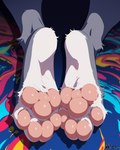 anthro close-up feet female foot_focus psychedelic solo wwizrd canid canine canis mammal wolf 4:5 absurd_res hi_res