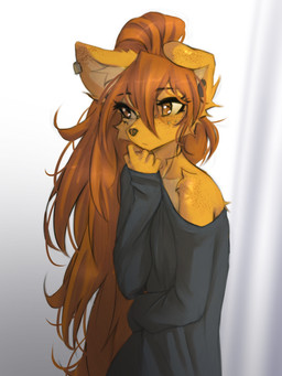 5_fingers anthro biped brown_eyes brown_hair clothed clothed_anthro clothed_female clothing countershade_torso countershading ear_piercing female fingers front_view fur gauged_ear hair inner_ear_fluff long_hair neck_tattoo one_ear_up piercing solo tan_body tan_fur tattoo topwear tuft tinygaypirate apogee_(tinygaypirate) canid canine canis domestic_dog mammal 2025 3:4 digital_drawing_(artwork) digital_media_(artwork) hi_res
