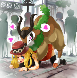 2_toes 5_fingers all_fours ambiguous_penetration being_watched bestiality black_body black_eyes black_nose black_skin blonde_hair blue_eyes blush bodily_fluids brown_body brown_fur butt bystander_effect clock clothed clothing duo_focus exhibitionism eyelashes eyewear feet female female_on_feral feral fingers forced from_behind_position fur genital_fluids genitals glasses group hair hat headgear headwear heart_eyes heart_symbol horn human_on_feral interspecies long_hair looking_at_another looking_back male male/female one_eye_closed penetration penis pink_body pink_penis pink_skin pokephilia public rape sex standing stare tears toes tongue upskirt vaginal_fluids watch white_body white_fur boris_noborhys nintendo pokemon pokemon_trainer serena_(pokemon) generation_6_pokemon gogoat human mammal pokemon_(species) 2013 censored mosaic_censorship