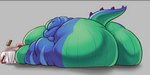 anthro belly beverage beverage_can big_belly big_butt big_cheeks blue_body butt butt_focus cola container double_chin food furniture green_belly huge_belly huge_butt huge_thighs hyper hyper_belly hyper_butt hyper_thighs immobile male moobs morbidly_obese morbidly_obese_anthro morbidly_obese_male obese obese_anthro obese_male overweight overweight_anthro overweight_male pizza pizza_box soda solo table thick_thighs white_tablecloth ryuhayabusa7644 alistair_(hugefatfat) dinosaur prehistoric_species reptile scalie