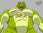 abs angle anthro big_chest male muscular scar solo gazuki alligator alligatorid crocodile crocodilian reptile scalie hi_res