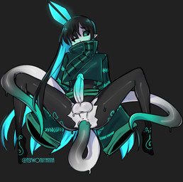 anal anal_penetration blue_penis genitals male penetration penis solo spread_legs spreading tail tail_fetish tail_in_ass tail_insertion tail_play oniiyanna humanoid hi_res