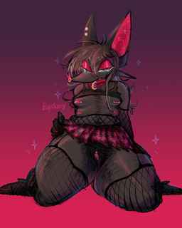 armwear bottomwear bra_up breasts clitoris clitoris_piercing clothed clothing collar ear_piercing exposed_breasts eyelashes facial_piercing female fishnet_armwear fishnet_clothing fishnet_legwear fishnet_thigh_highs genital_piercing genitals gradient_background legwear looking_at_viewer multi_breast nipple_piercing nipples no_underwear nose_piercing piercing simple_background skirt sparkles thick_thighs thigh_highs vulva boyclussy slaughterhouse_(suto) bat mammal 2025 4:5 digital_drawing_(artwork) digital_media_(artwork) hi_res nonbinary_(lore)