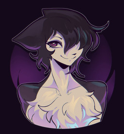 black_body black_ears black_fur black_hair chest_fur fur hair hair_over_eye purple_eyes solo white_body white_fur conditional_dnp welwraith sketch_(sumiaou) domestic_cat felid feline felis mammal 2026 bust_portrait digital_drawing_(artwork) digital_media_(artwork) portrait