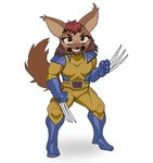 anthro claws clothed clothing female muscular simple_background solo white_background unknown_artist prostokvashino tama-tama wolverine_(marvel) gulonine hybrid mammal mustelid musteline wolverine hi_res