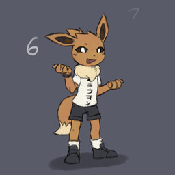 4_fingers anthro biped bottomwear brown_body brown_eyes brown_fur brown_tail clothed clothed_anthro clothed_male clothing fingers footwear front_view fully_clothed fully_clothed_anthro fully_clothed_male fur grey_background looking_at_viewer male open_mouth open_smile pants shirt shoes simple_background smile socks solo standing t-shirt tail topwear sealer4258 67_(meme) nintendo pokemon sealer_(sealer4258) eevee generation_1_pokemon pokemon_(species) 1:1 2026 animated animated_png digital_drawing_(artwork) digital_media_(artwork)