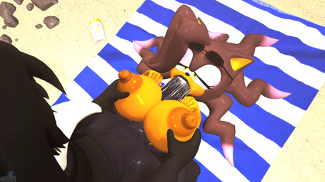 animal_mask anthro beach beach_towel beak beak_mask big_breasts big_penis black_body black_hair black_lips black_lipstick black_skin bodily_fluids breast_grab breast_play breasts brown_body clothing cum cum_in_mouth cum_inside day duo eyelashes eyewear eyewear_on_head fellatio female genital_fluids genitals hair hand_on_breast legwear light lips lipstick long_hair makeup male male/female mask on_top oral outside penetration penile penile_penetration penis penis_in_mouth sex stockings sunglasses sunglasses_on_head sunlight thigh_highs titfuck towel yellow_eyes armada_(artist) garry's_mod mario_bros nintendo sega sonic_the_hedgehog_(series) fan_character knollie_(plumenjoyer) shiloh_(armada) eulipotyphlan hedgehog humanoid mammal shyguy 16:9 3d_(artwork) digital_media_(artwork) hi_res widescreen