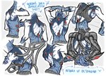 blue_body faceless_character faceless_humanoid faceless_male hands_behind_back hands_behind_head humanoid_pointy_ears male pointy_ears rear_view side_view simple_background solo white_background white_body 0ct0m0n0 humanoid hi_res sketch_page