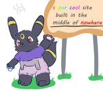 baby clothed clothing diaper fur overalls pacifier padded padding text wearing_diaper young hangyakuneko nintendo pokemon eeveelution generation_2_pokemon pokemon_(species) umbreon english_text hi_res