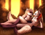 2012 anthro blue_eyes breasts canid canine detailed_background digital_media_(artwork) duo falvie featureless_breasts female jewelry male male/female mammal nature necklace nude outside romantic romantic_ambiance romantic_couple wolftale
