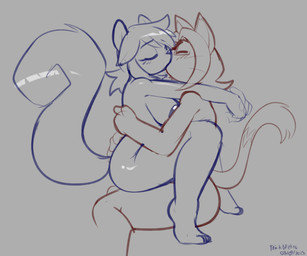 anthro anthro_on_anthro big_breasts big_butt blush breast_squish breasts butt dipstick_tail duo eyes_closed eyewear facial_hair female female_on_top fluffy fluffy_tail glasses goatee hug interspecies male male/female male_on_bottom markings nude on_bottom on_lap on_top squish tail tail_markings thick_thighs whiskers felino lettuce_(lettuce) peter_(felino) domestic_cat felid feline felis mammal rodent sciurid tree_squirrel 2025 hi_res sketch