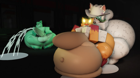 abdominal_bulge balls being_watched big_balls big_butt bodily_fluids butt cuckold cum cum_on_ground ejaculation femboy genital_fluids genitals group huge_balls huge_butt hyper hyper_balls hyper_butt hyper_genitalia inflation looking_at_another male male/male masturbation trio voyeur shorksenjoyer kaiju_paradise roblox rub_(roblox) fashui_(kaiju_paradise) feizao_(kaiju_paradise) felid mammal robloxian rodent sciurid tree_squirrel 3d_(artwork) digital_media_(artwork)