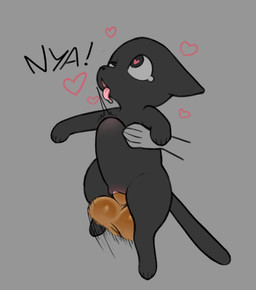 abdominal_bulge balls bestiality black_body black_fur blush bodily_fluids body_blush carrying_another deep_penetration disembodied_hand disembodied_penis drooling duo female female_feral female_focus female_on_human feral feral_focus feral_penetrated fleshlight_position fur genitals grey_background heart_symbol hearts_around_head human_on_feral human_penetrating human_penetrating_female human_penetrating_feral humanoid_genitalia humanoid_penis interspecies male male_human male_on_feral male_penetrating_feral nya one_eye_half-closed paws penetration penile penile_penetration penis quadruped saliva sex simple_background solo_focus three-quarter_view tongue tongue_out vaginal vaginal_penetration vulva vulva_blush mrmystery_guy domestic_cat felid feline felis human mammal 2026 digital_drawing_(artwork) digital_media_(artwork) flat_colors