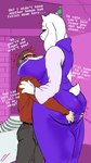 anthro big_breasts big_butt blush breasts butt duo face_in_breasts face_in_cleavage female fur hand_on_butt heart_symbol holding_butt horn human_on_anthro interspecies larger_female male male/female self_insert size_difference smaller_male text white_body white_fur fakeryway undertale undertale_(series) abryssle toriel boss_monster_(undertale) bovid caprine human mammal 9:16 english_text hi_res