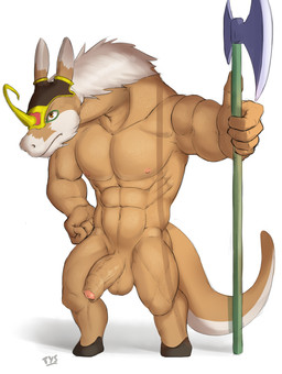 abs anthro armor axe balls battle_axe biped double_bitted_axe foreskin front_view frown genitals half-erect headgear helmet holding_object holding_weapon hooves loose_foreskin male melee_weapon muscular muscular_anthro muscular_male navel nipples nude partially_retracted_foreskin pecs penis simple_background solo standing vein veiny_penis weapon white_background seyrmo fairy_musketeers esel_(fairy_musketeers) equid equine horse mammal hi_res signature
