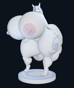 9_tails anthro big_breasts big_butt blue_hair breasts butt female fur fur_markings hair hand_on_leg hand_on_thigh huge_breasts huge_butt hyper hyper_breasts markings multi_tail nipples purple_eyes simple_background solo tail thick_thighs white_body wide_hips darkdraketom lokutofox canid canine fox mammal 3d_(artwork) 5:6 animated blender_(artwork) digital_media_(artwork) turntable_(animation)