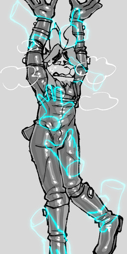 anthro bodysuit boots clothing cuff_(restraint) disembodied_hand footwear glistening glistening_body grey_background grope groping_chest groping_crotch hand_on_cheek latex latex_bodysuit latex_boots latex_clothing latex_footwear latex_skinsuit male pinned restraints shoes simple_background skinsuit solo tight_clothing a_guy_somewhere hi_res monochrome