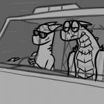 annoyed car driving duo eyewear humor inside_car inside_vehicle male police vehicle crazyoats angels_with_scaly_wings mythology bryce_(angels_with_scaly_wings) sebastian_(angels_with_scaly_wings) dragon mythological_creature mythological_scalie scalie 1:1 2017 animated digital_media_(artwork) short_playtime